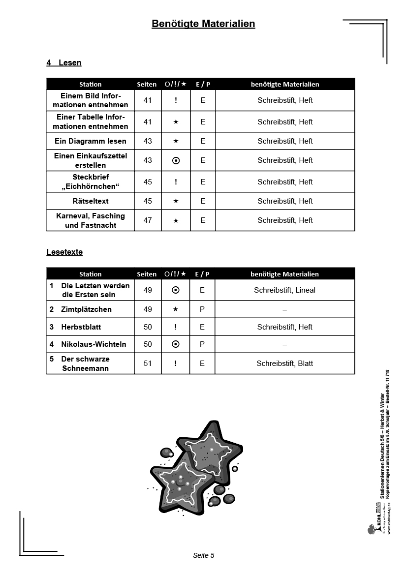 Stationenlernen Deutsch - Herbst & Winter / Klasse 5-6