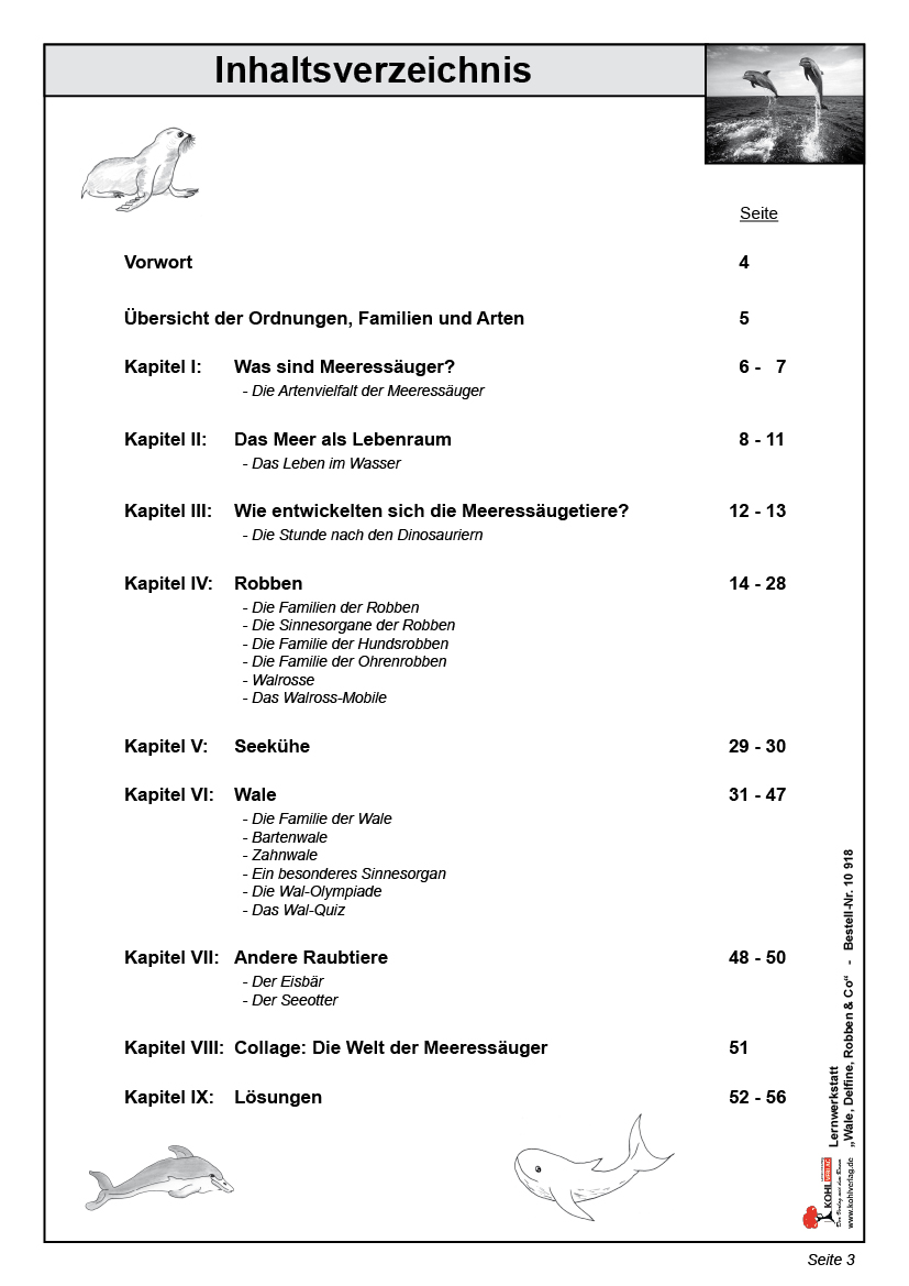 Lernwerkstatt Wale, Delfine, Robben & Co.