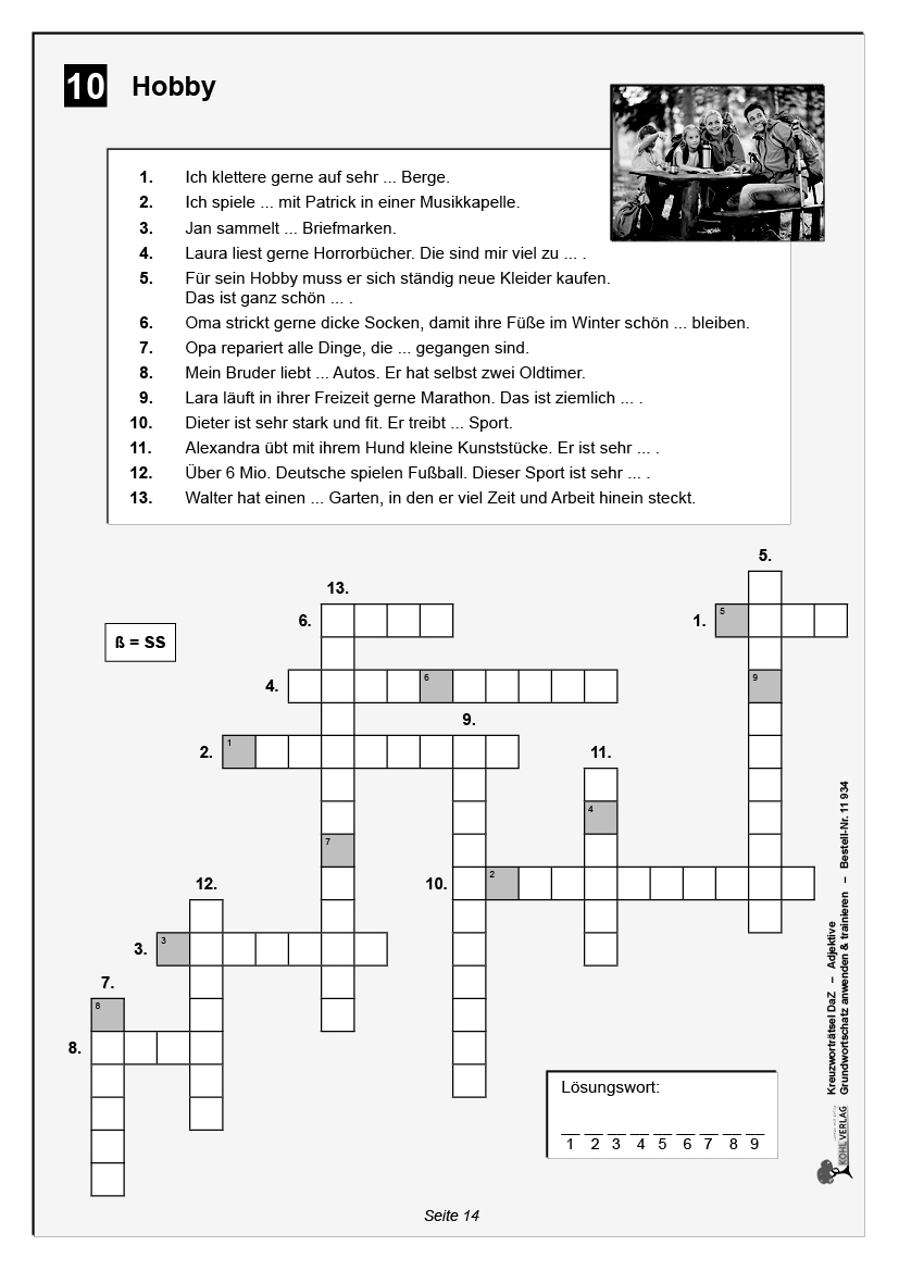 Kreuzworträtsel DaZ - Adjektive