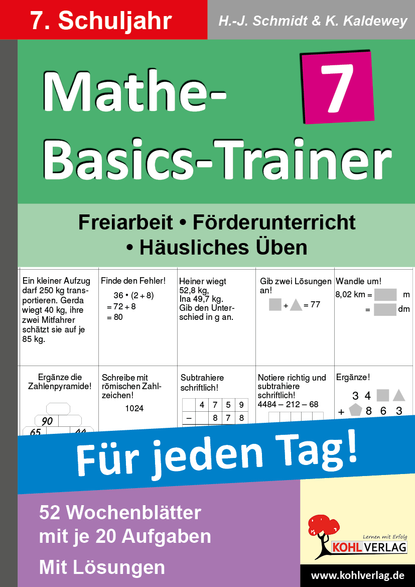 Mathe-Basics-Trainer / Klasse 7 - Grundlagentraining für jeden Tag im 7. Schuljahr