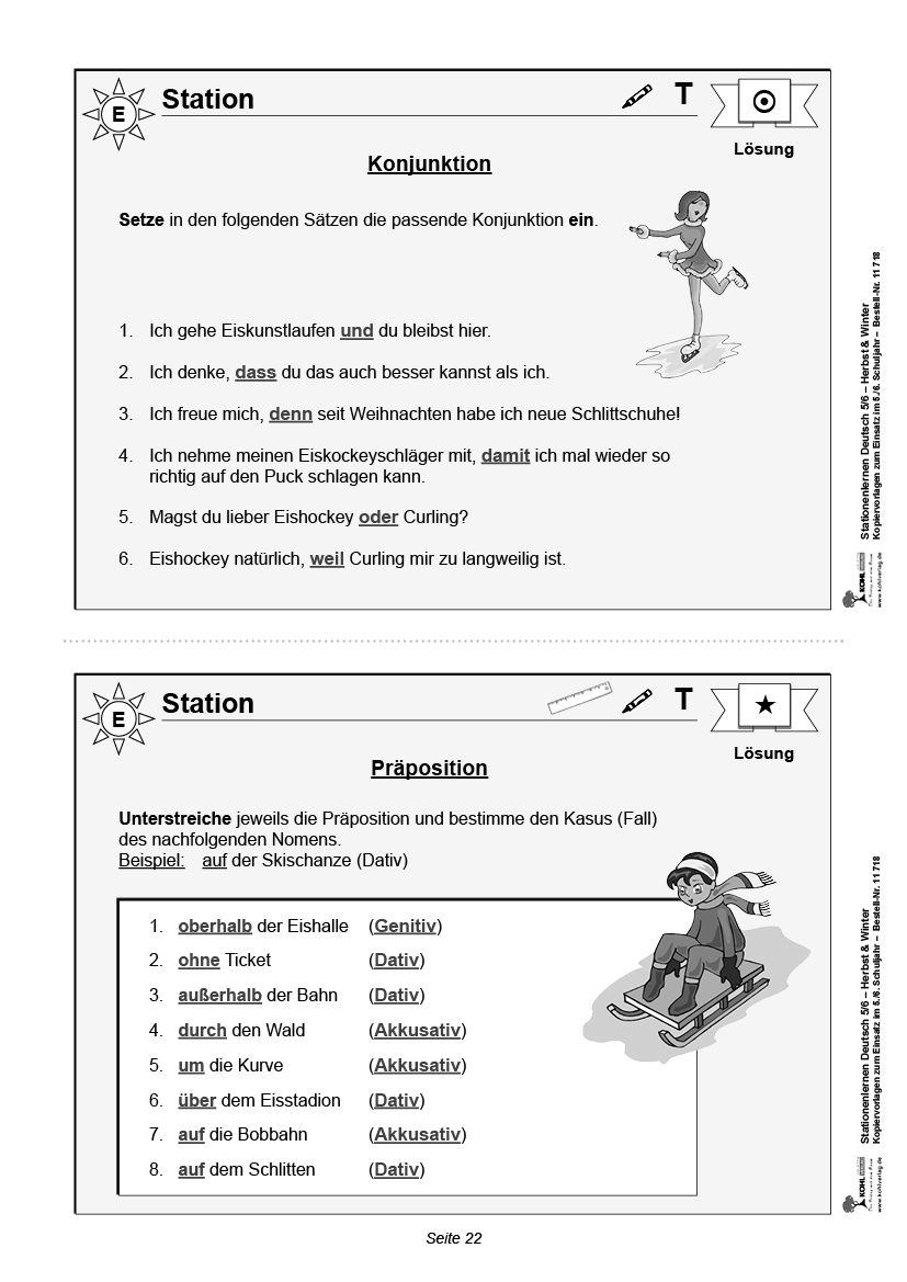 Stationenlernen Deutsch - Herbst & Winter / Klasse 5-6