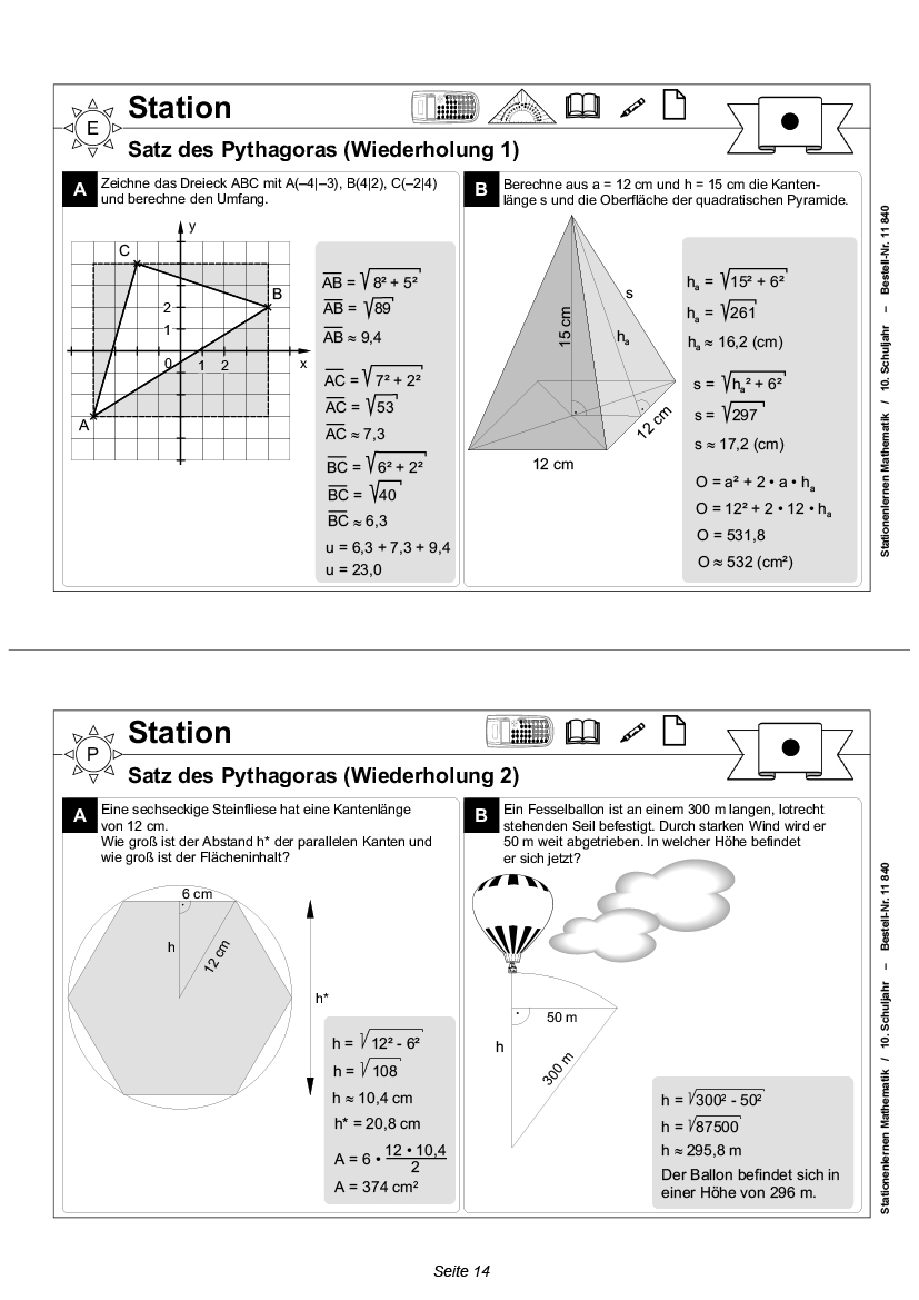 Stationenlernen Mathe / Klasse 10