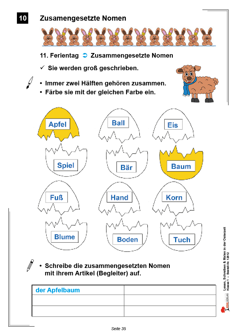 Lesen, Schreiben & Malen ... in der Osterzeit / Klasse 1