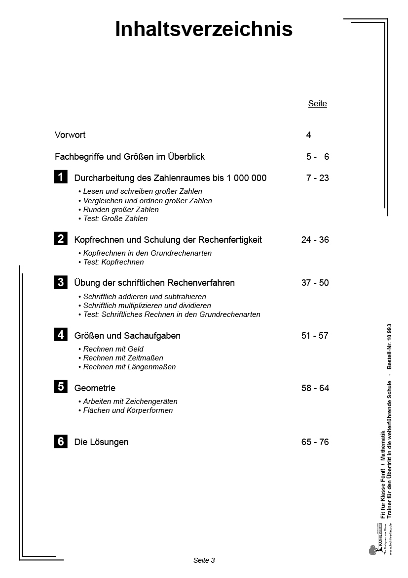 Fit für Klasse Fünf! / Mathematik