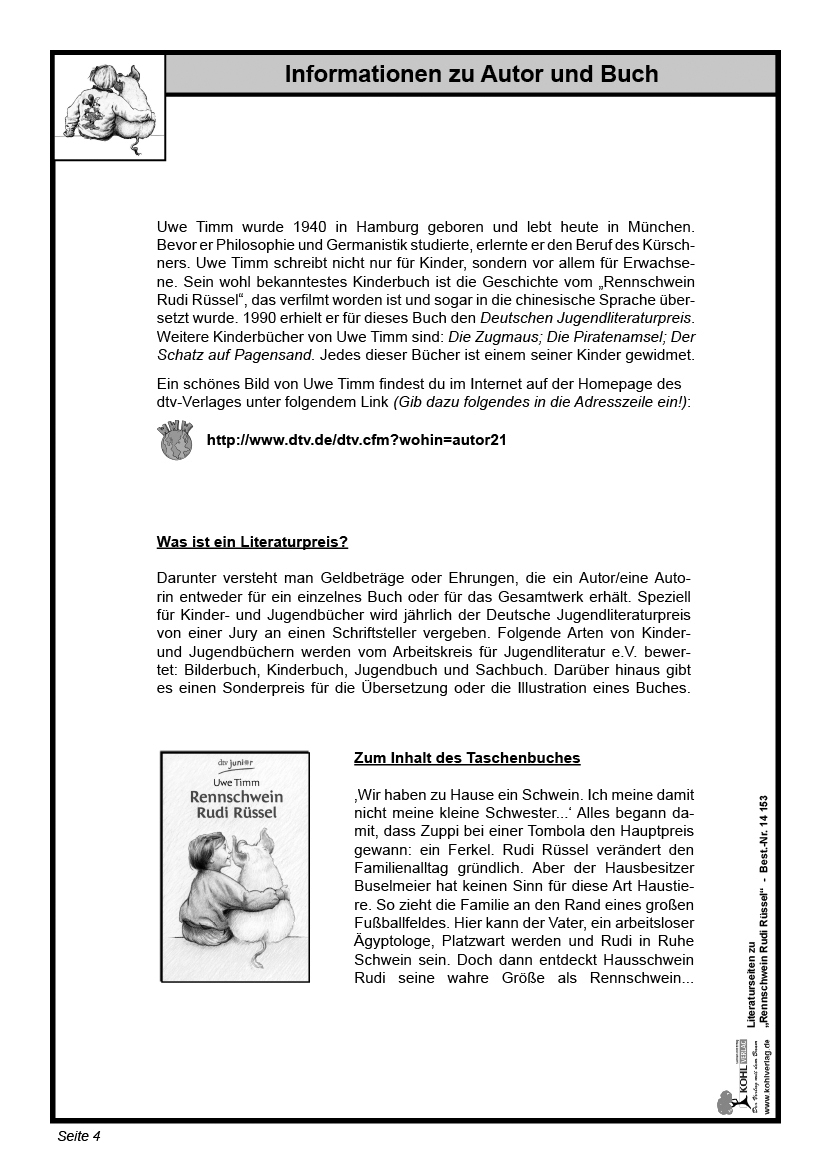 Rennschwein Rudi Rüssel - Literaturseiten