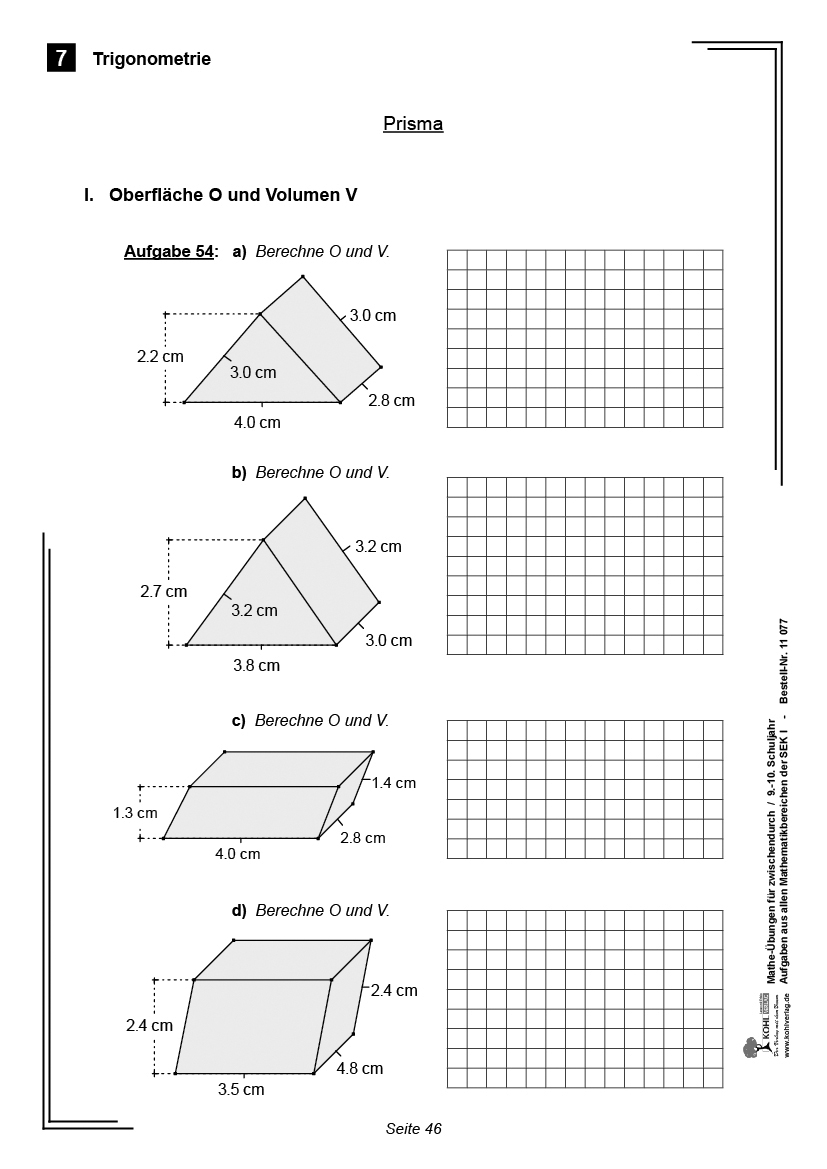 Mathe-Übungen für zwischendurch / Klasse 9-10