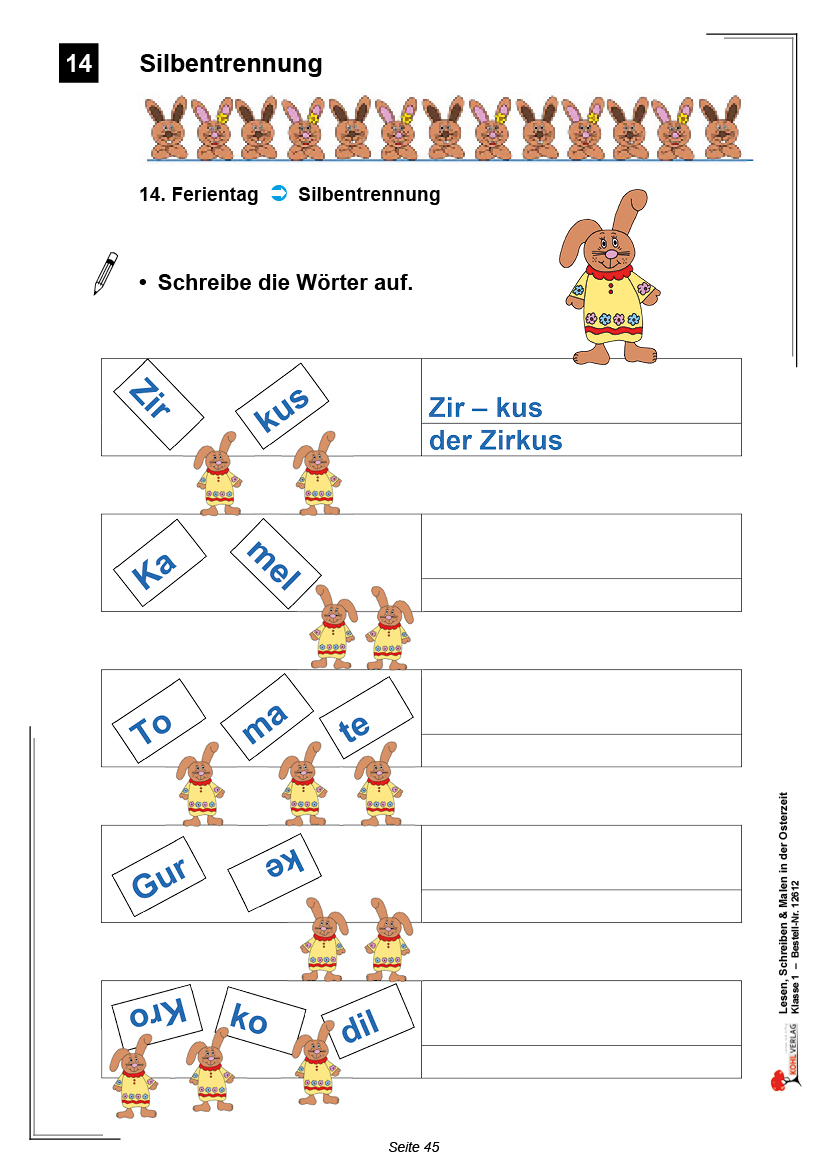 Lesen, Schreiben & Malen ... in der Osterzeit / Klasse 1