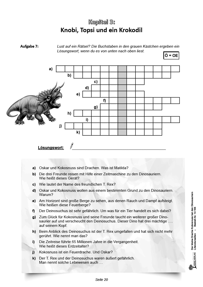 Der kleine Drache Kokosnuss bei den Dinosauriern - Literaturseiten