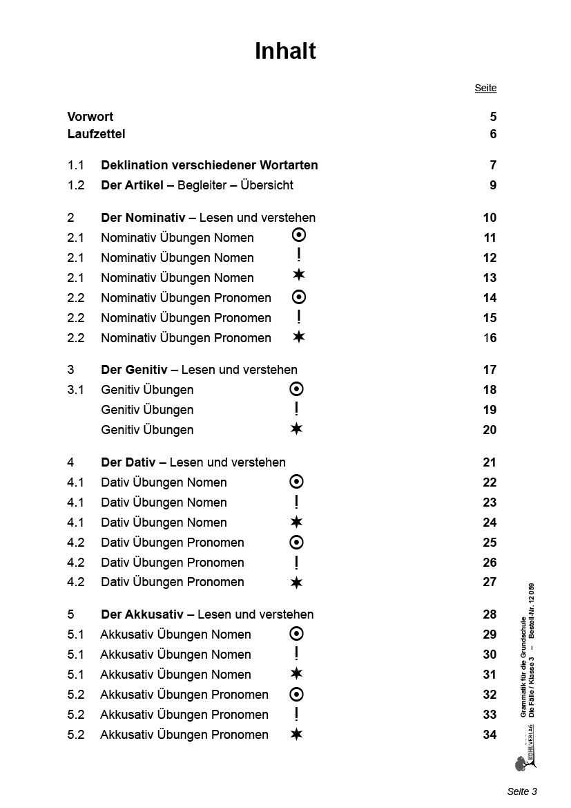 Grammatik für die Grundschule - Die Fälle / Klasse 3