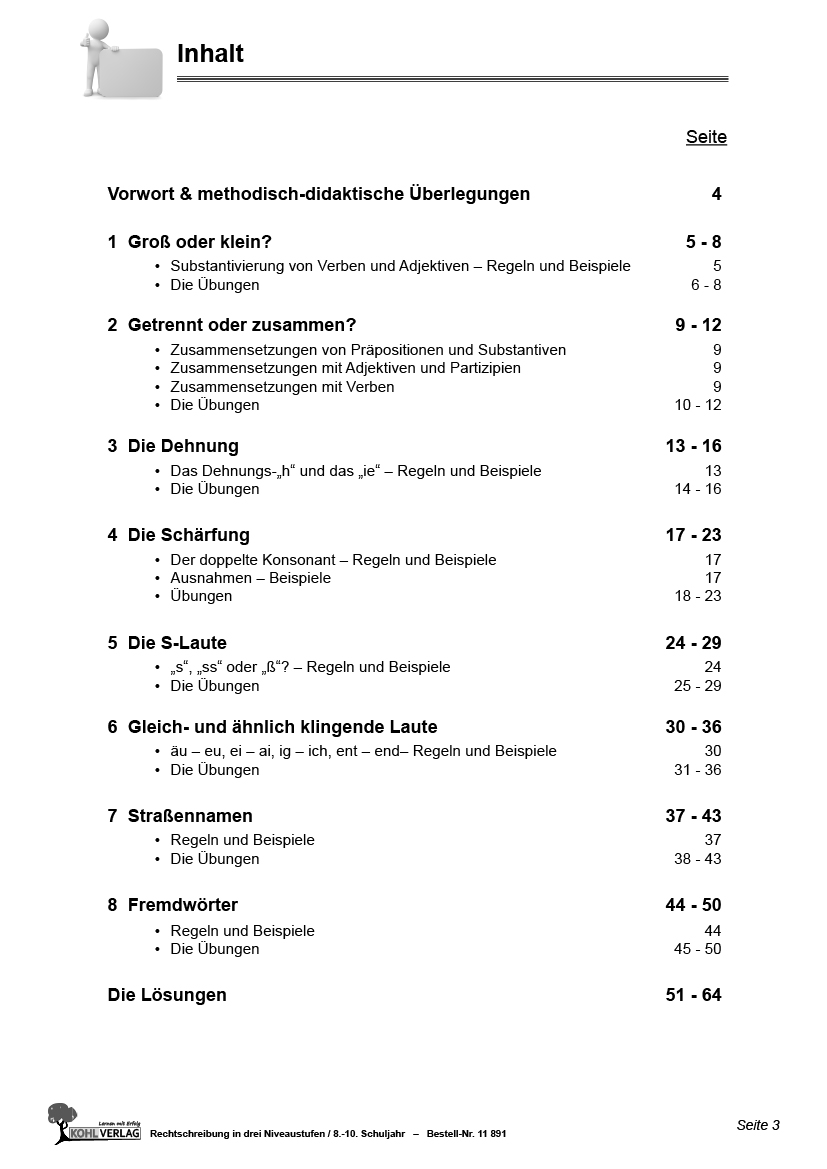 Rechtschreibung in drei Niveaustufen / Klasse 8-10