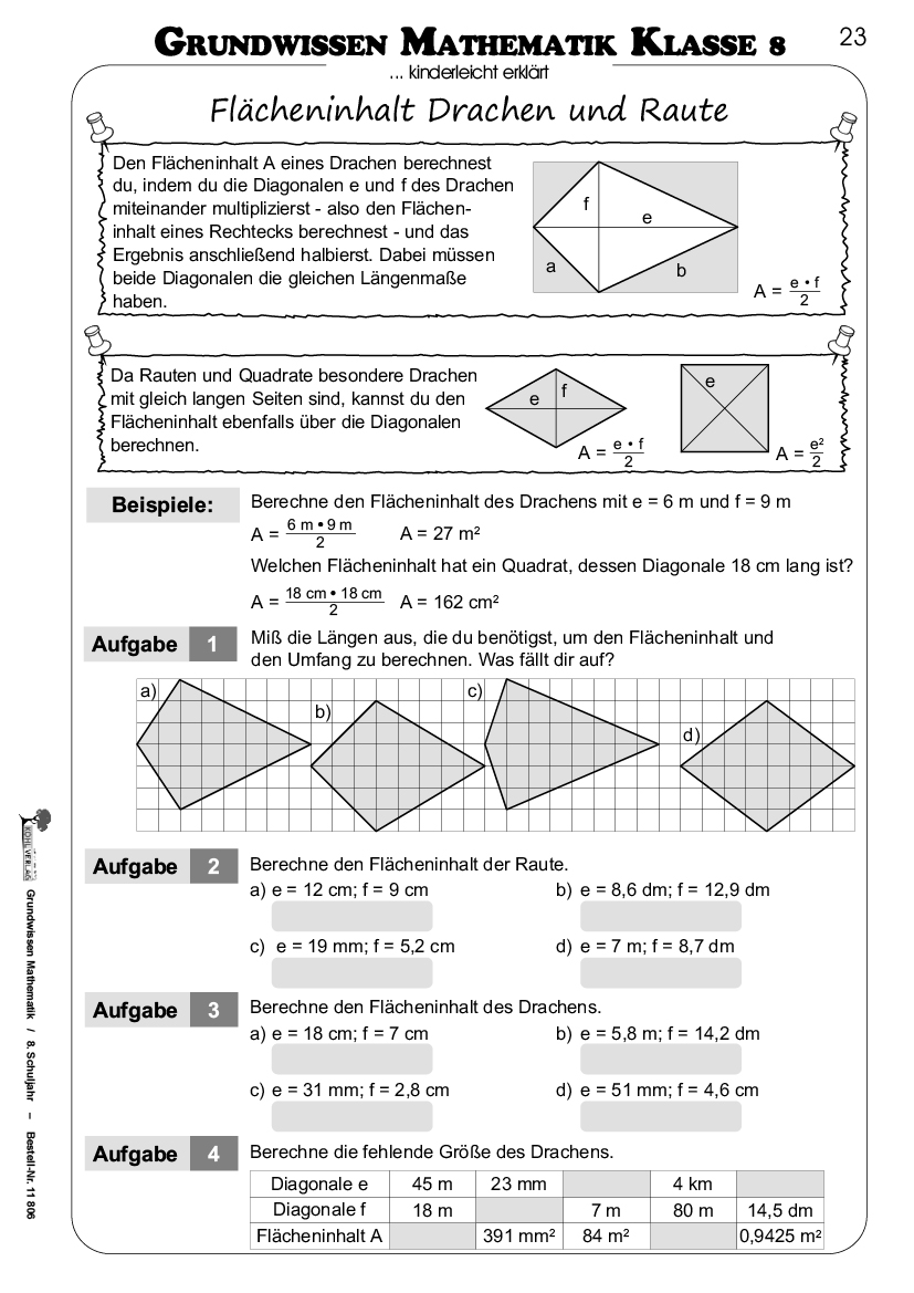 Grundwissen Mathematik / Klasse 8 - Grundwissen kinderleicht erklärt im 8. Schuljahr