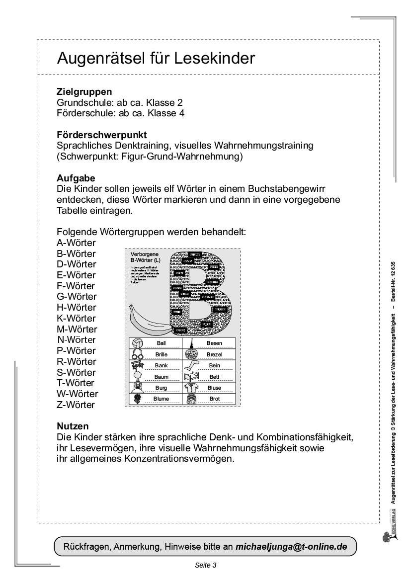 Augenrätsel zur Leseförderung