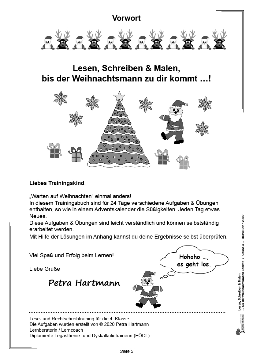 Lesen, Schreiben & Malen ... bis der Weihnachtsmann kommt! / Klasse 4 - 24 Lese-Rechtschreibübungen