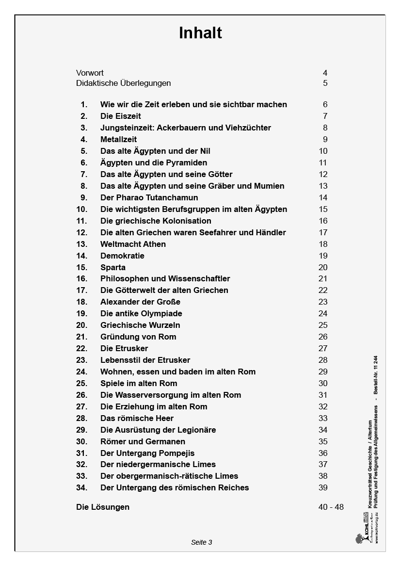 Kreuzworträtsel Geschichte / Altertum