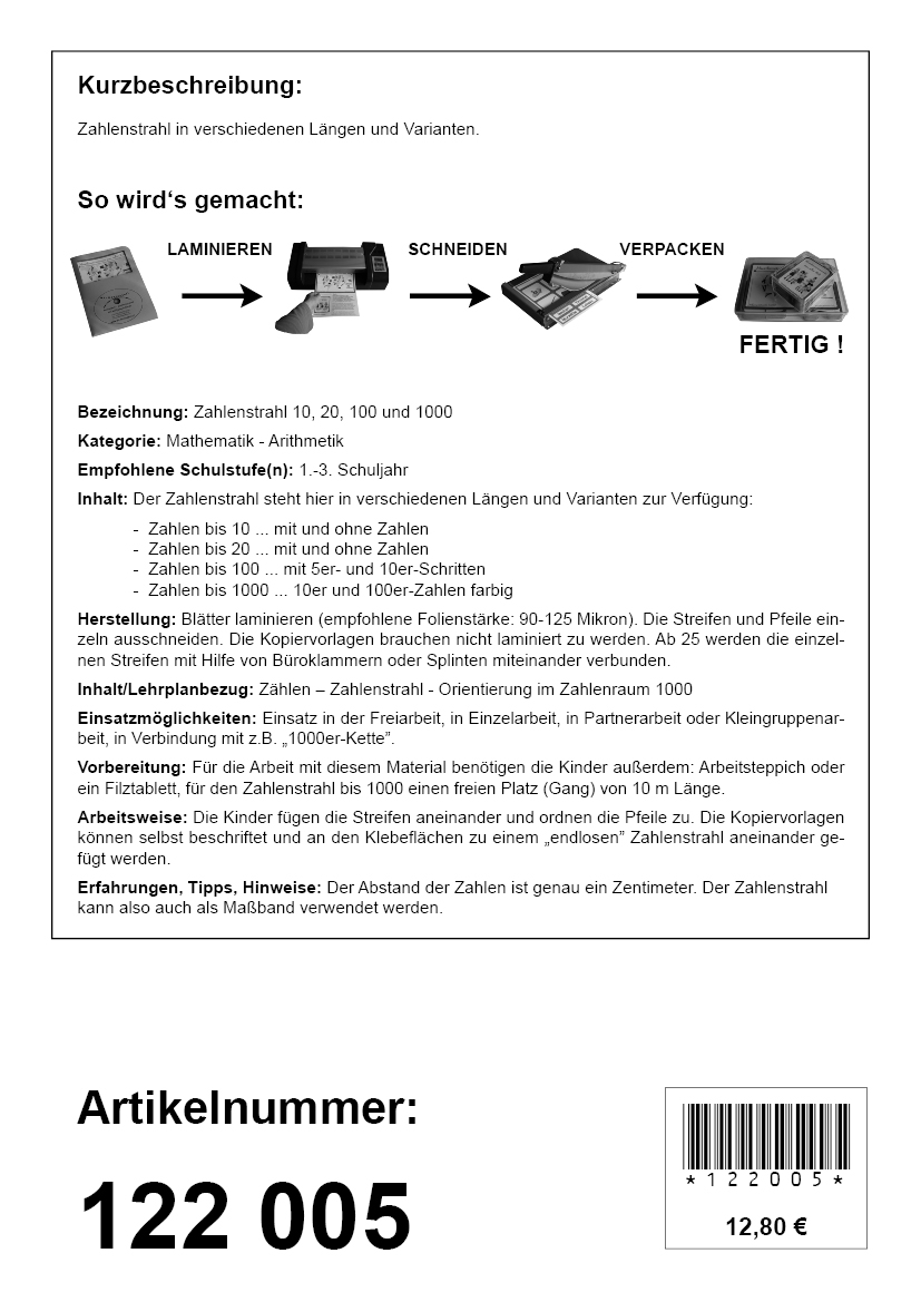 Zahlenstrahl 10, 20, 100 & 1000