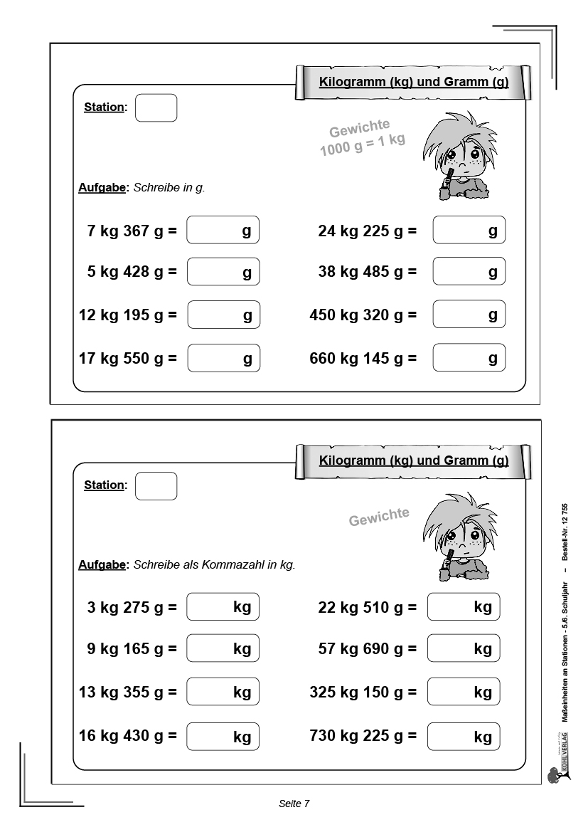 Maßeinheiten an Stationen / Klasse 5-6