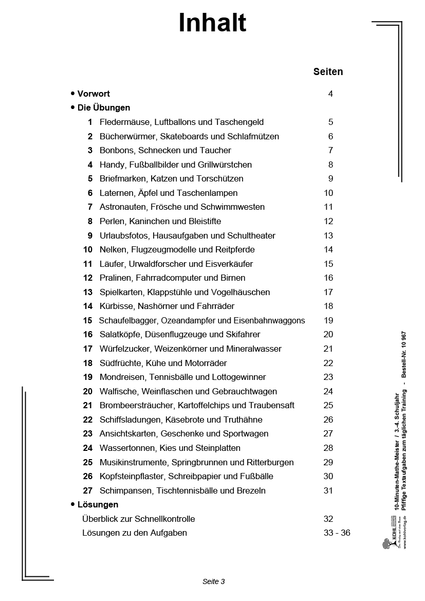 10-Minuten-Mathe-Meister / Klasse 3-4