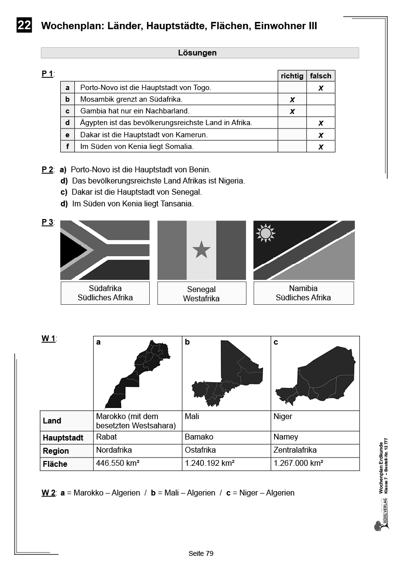 Wochenplan Erdkunde / Klasse 7