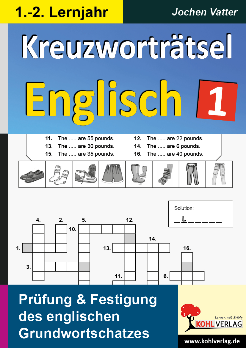 Kreuzworträtsel Englisch / 1.-2. Lernjahr