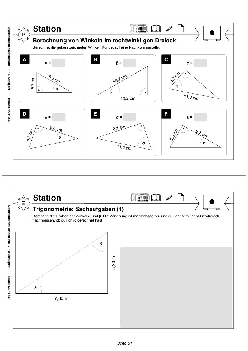 Stationenlernen Mathe / Klasse 10