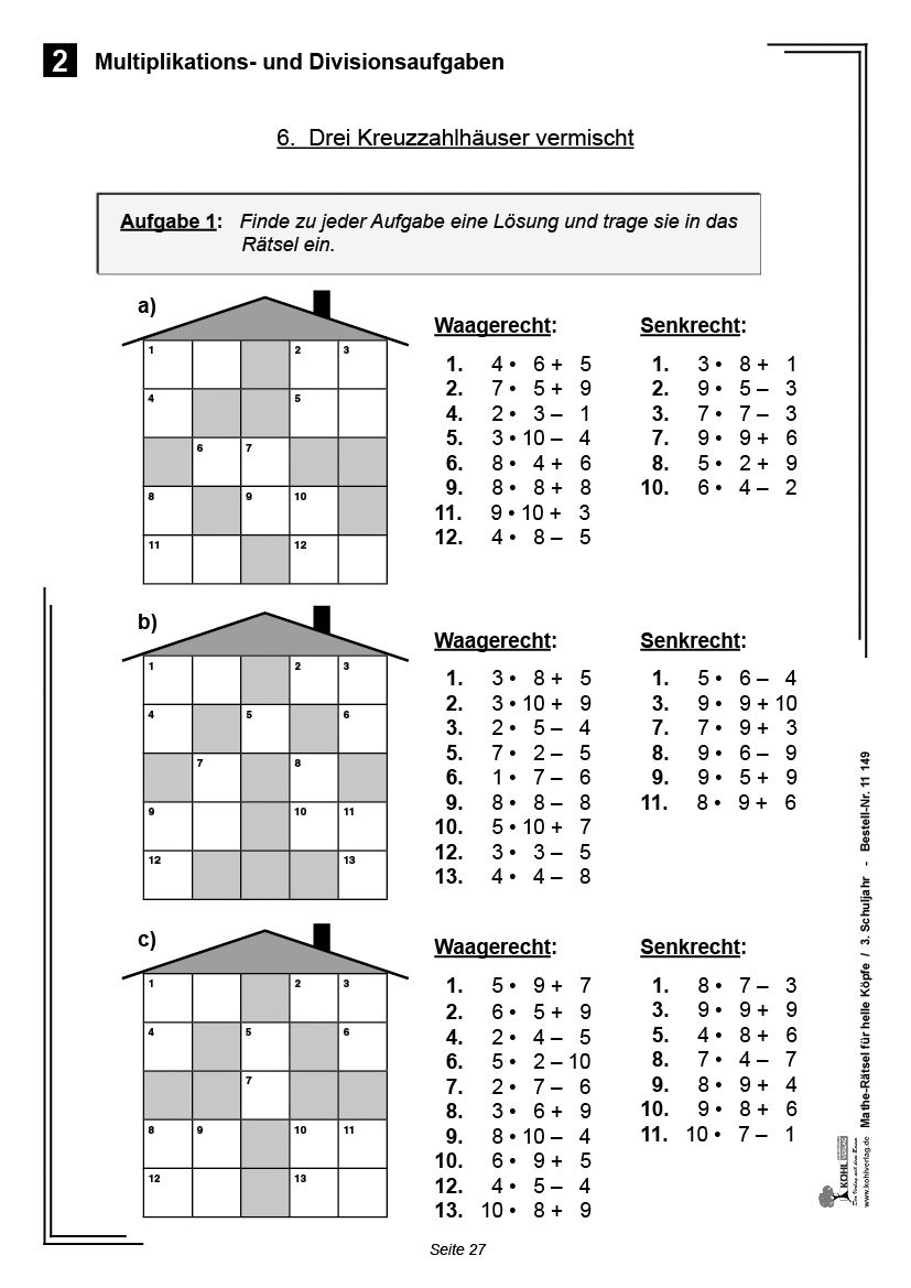 Mathe-Rätsel für helle Köpfe / Klasse 3