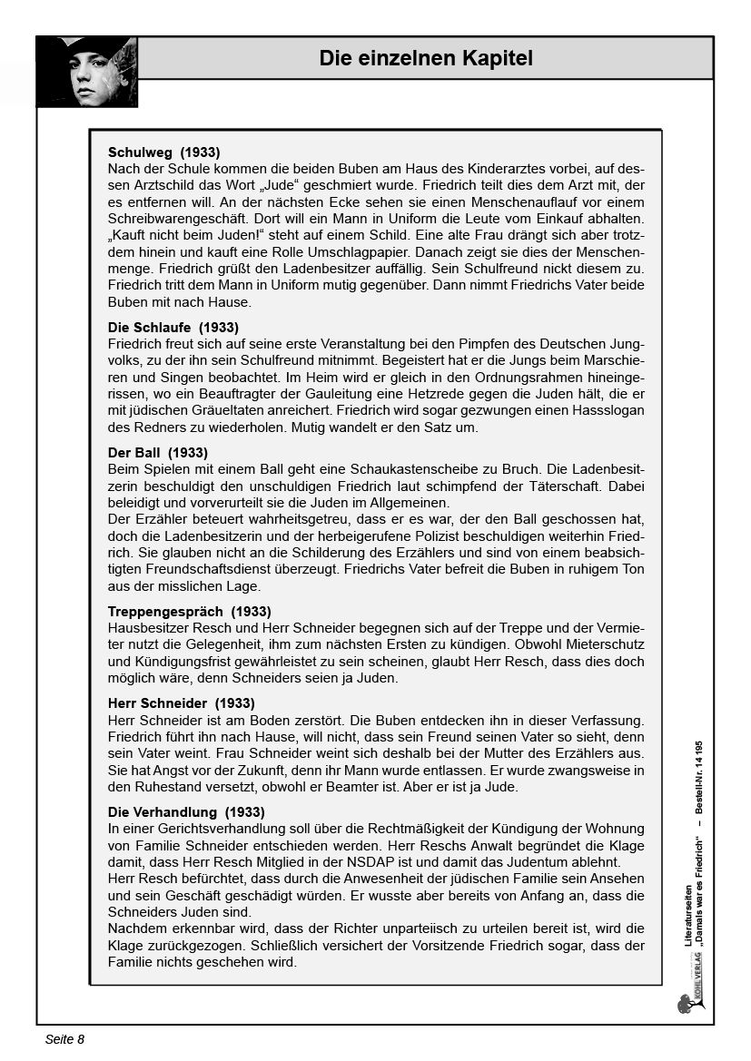 Damals War Es Friedrich Charakterisierung Friedrich Damals war es Friedrich - Literaturseiten