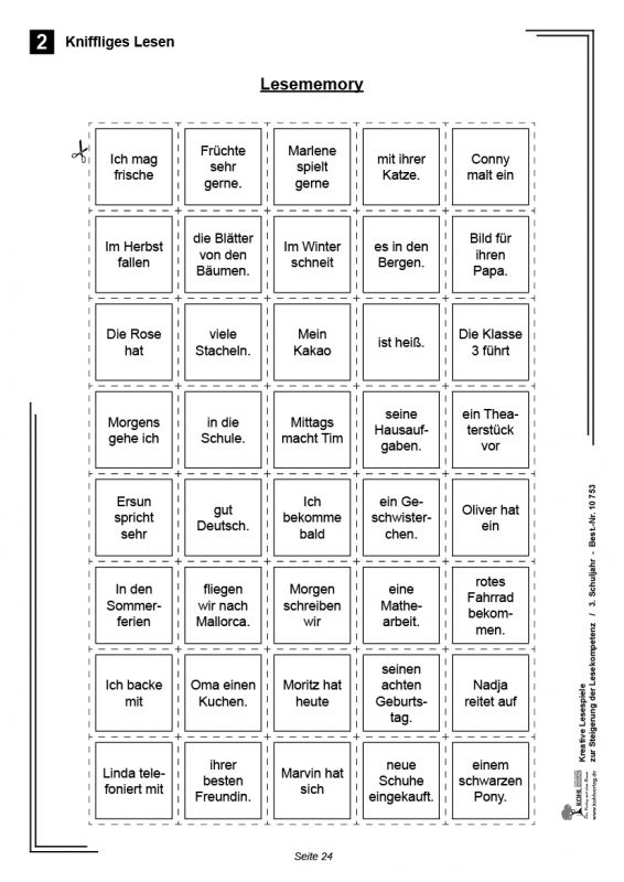 Kreative Lesespiele / Klasse 3
