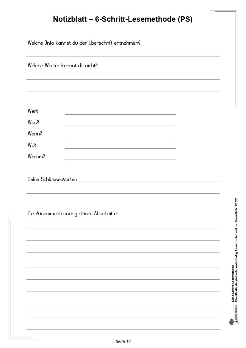 5 Schritt-lesemethode übungen Mit Lösung Kostenlos Die 5-Schritt-Lesemethode
