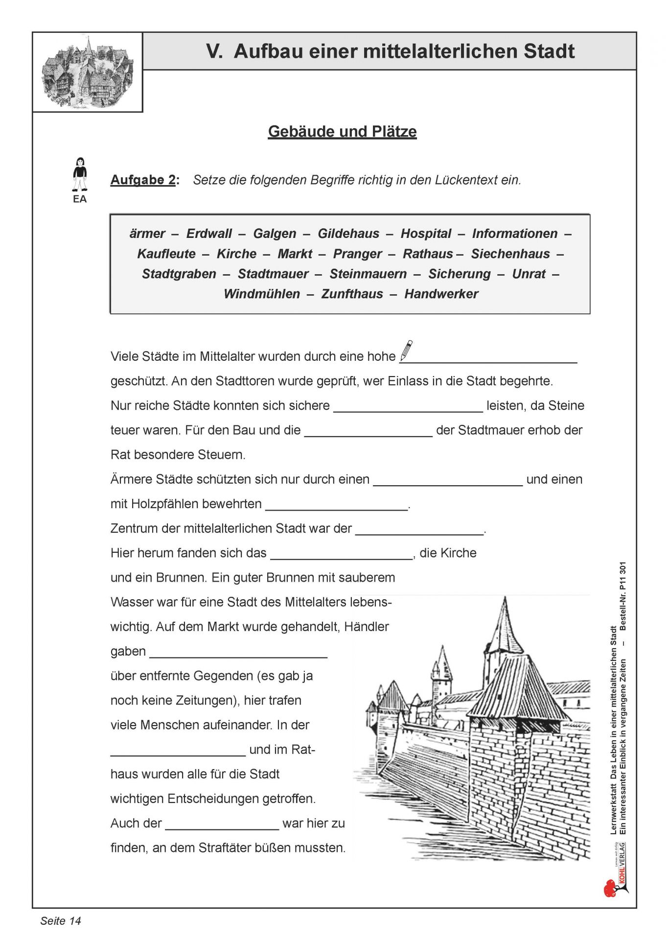 Merkmale Einer Ballade 7. Klasse Pdf Arbeitsblätter zum Thema: Aufbau einer mittelalterlichen Stadt