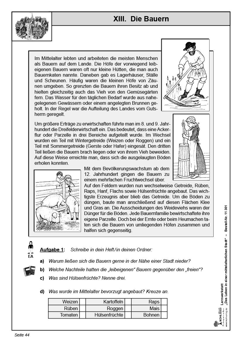 Leben Im Mittelalter Klasse 7 Lernwerkstatt Das Leben in einer mittelalterlichen Stadt - Ein
