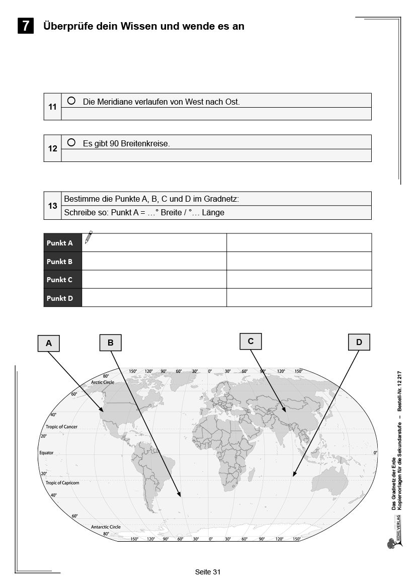 Gradnetz Der Erde Arbeitsblatt Pdf Kostenlos Das Gradnetz der Erde