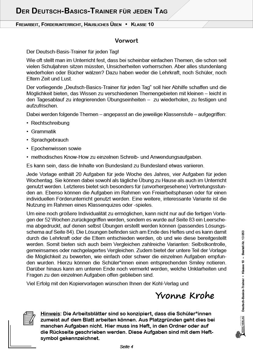 Deutsch Themen Klasse 10 Deutsch-Basics-Trainer / Klasse 10