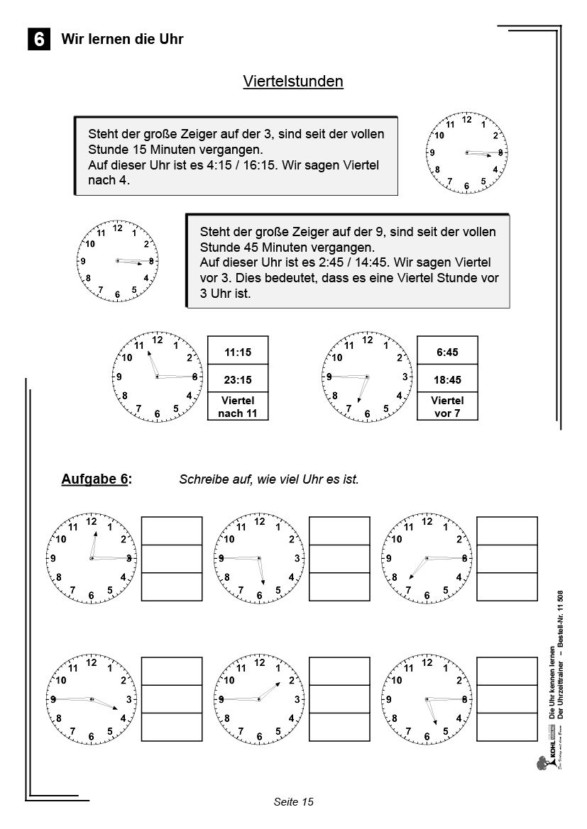 Die Uhr lesen lernen