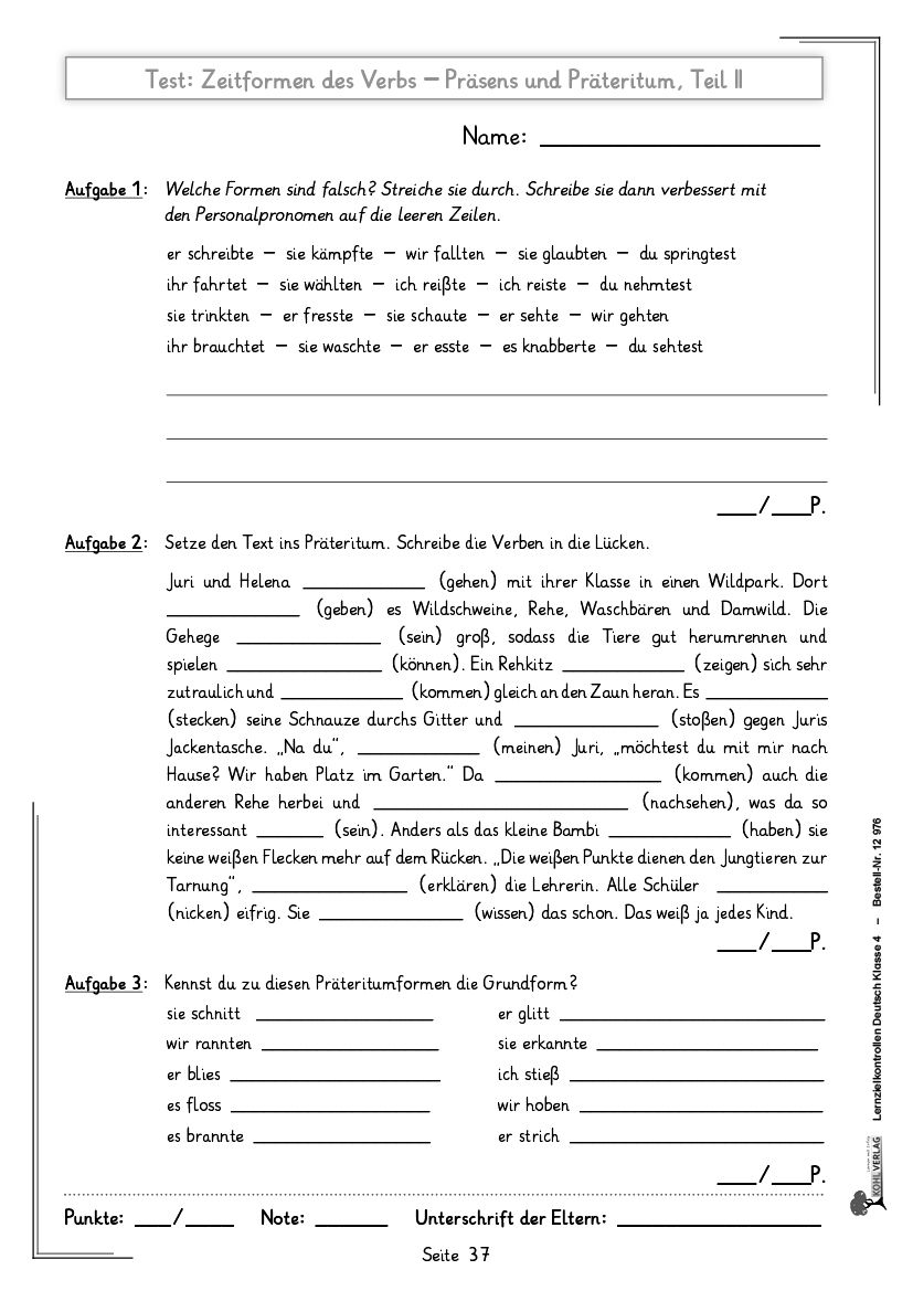 Lernzielkontrollen DEUTSCH / Klasse 4