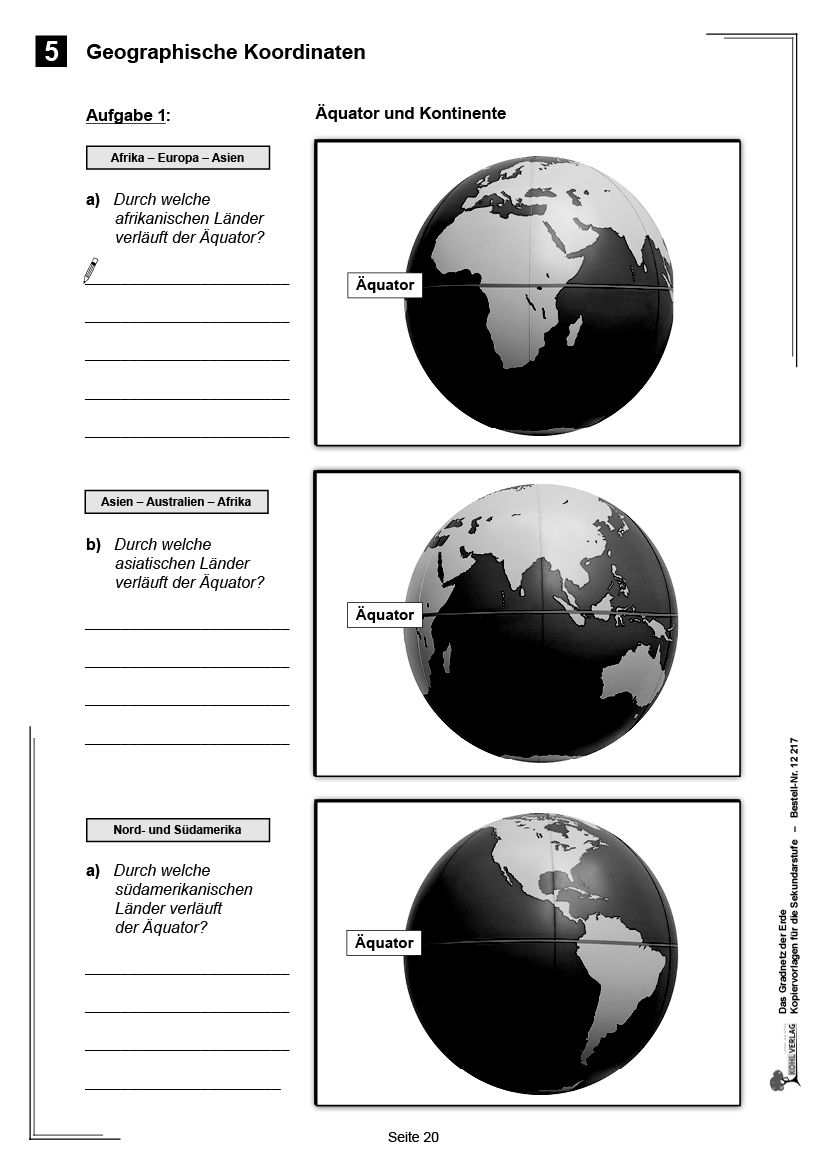 Gradnetz Der Erde Arbeitsblatt Pdf Kostenlos Das Gradnetz der Erde