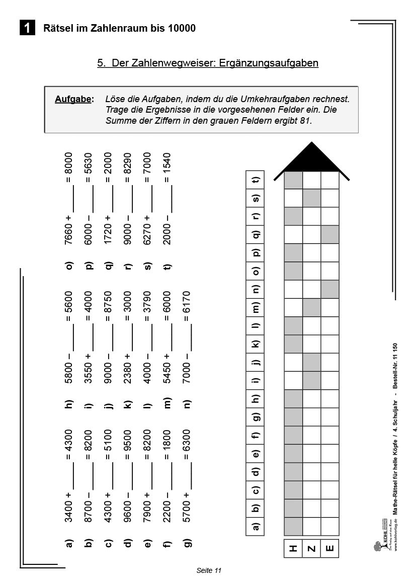 Mathe-Rätsel für helle Köpfe / Klasse 4