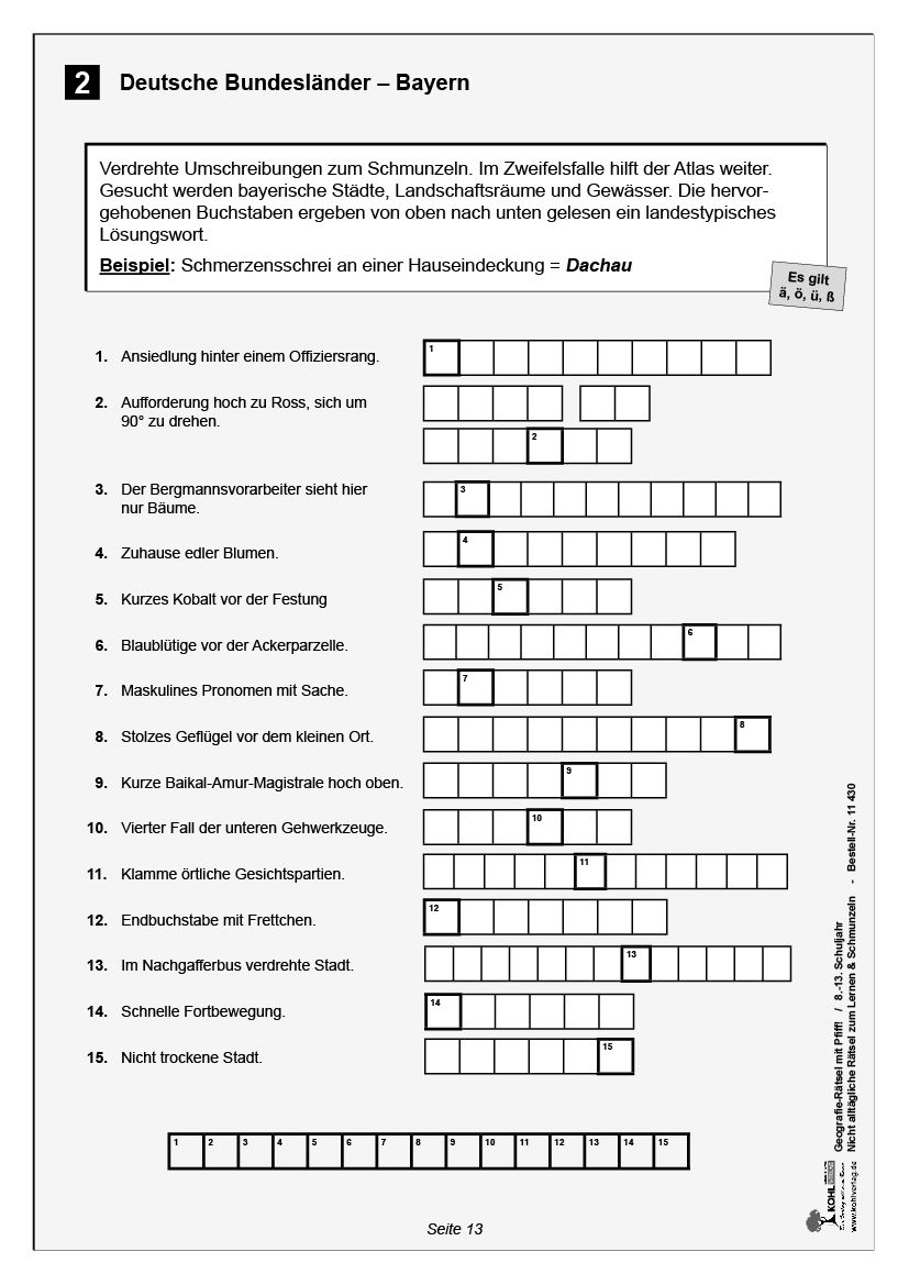 Geographie-Rätsel mit Witz! / Klasse 8-13
